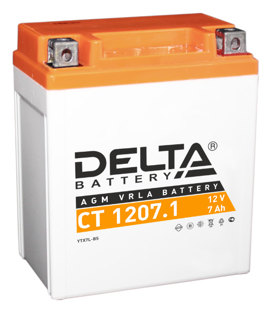Аккумулятор Delta МОТО CT 1207.1 (YTX7L-BS) 7 Ач