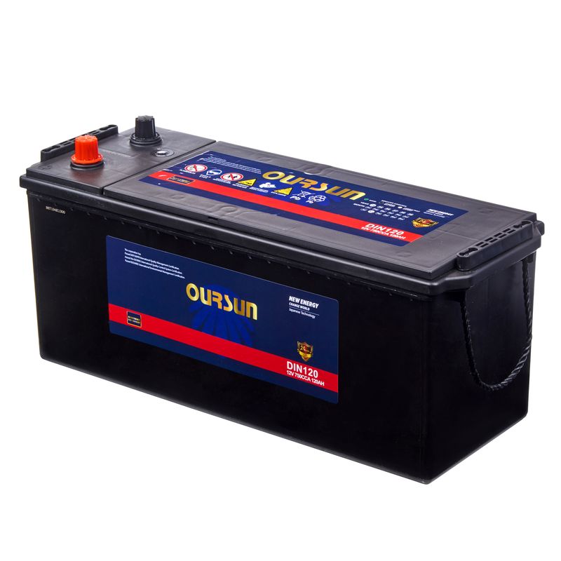 Аккумулятор грузовой OURSUN DIN120 120Ah 750A ПП (507х186х233) D4
