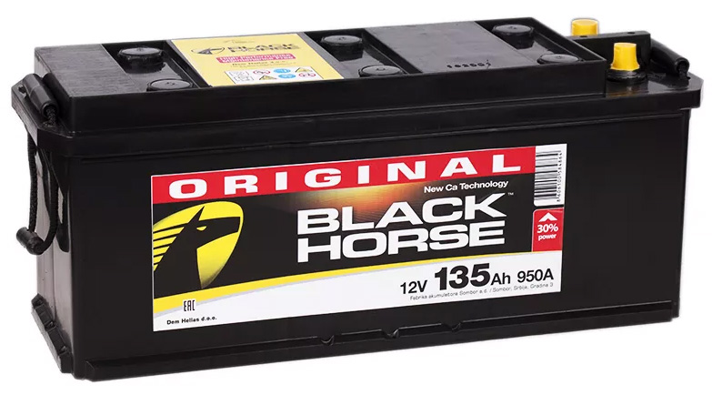 Аккумулятор грузовой Black Horse 6СТ-135 Ач прям.