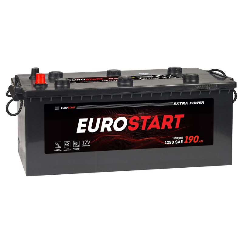 Аккумулятор автомобильный EUROSTART Extra Power 190.0 Ah R+ 1150 A (без борта) ПП (513x223x223) D5