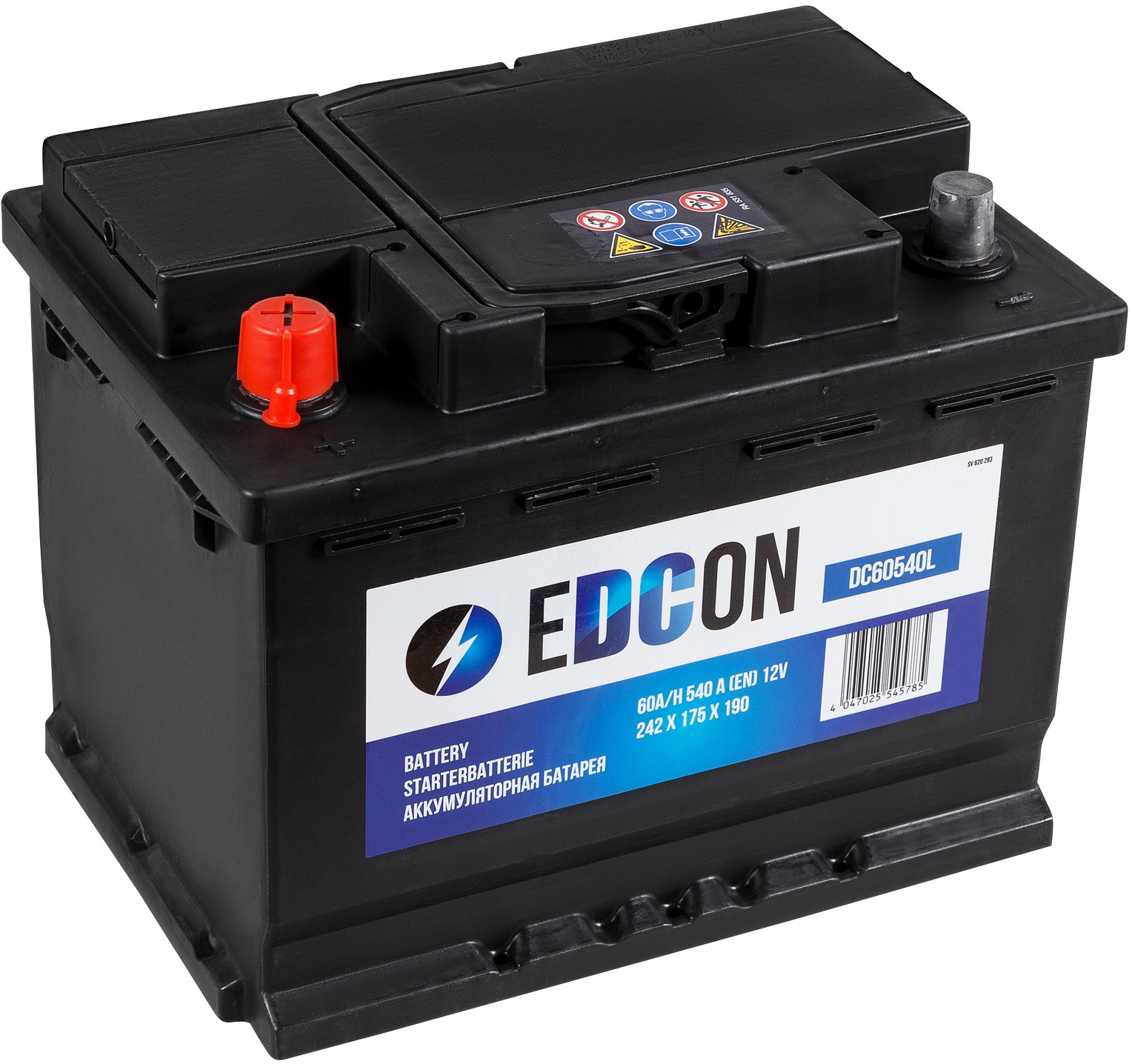 Аккумулятор автомобильный EDCON 60Ah 540A ПП (242х175х190) L2