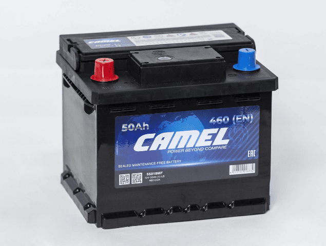 Аккумулятор автомобильный CAMEL 50Ah 460A ПП (55018MF) (207x175x175) LB1