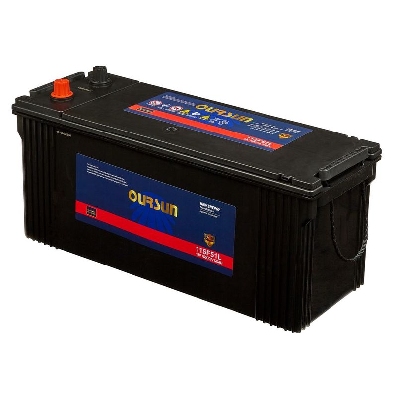 Аккумулятор грузовой OURSUN JIS 115F51L 120Ah 750A ПП (507х186х233) D4