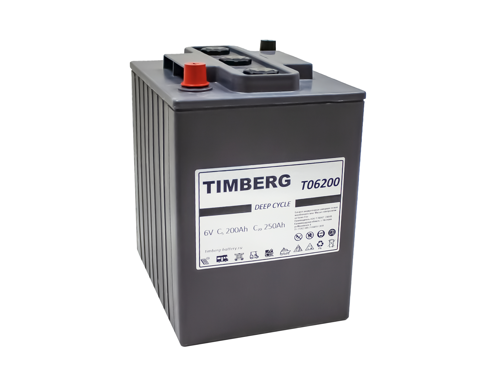 Аккумуляторная свинцовая тяговая "TIMBERG" 6V 250Ah (244x190x280)