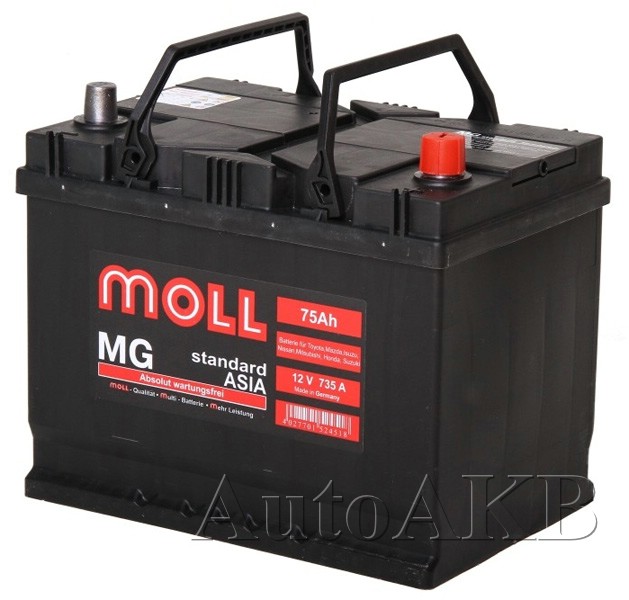 Аккумулятор автомобильный Moll MG Standard ASIA 6СТ-75 обр.