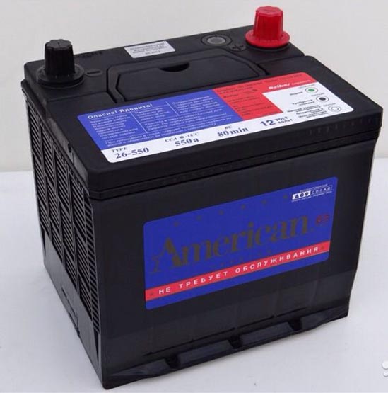 Аккумулятор автомобильный American 26550 6СТ-60 Ач прям.