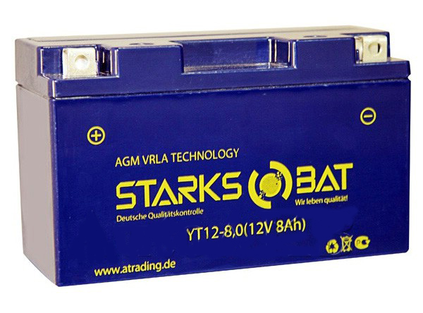 Аккумулятор мотоциклетный STARKSBAT YT12-8 (AGM) 8 Ач