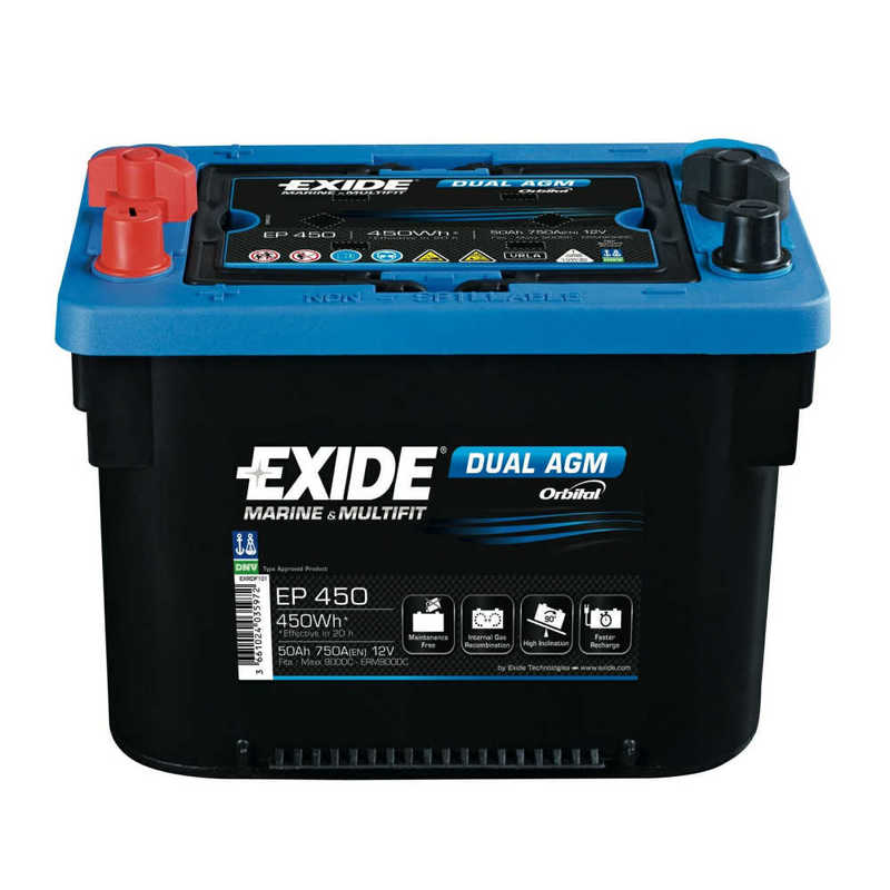 Аккумулятор лодочный EXIDE DUAL AGM EP450 50 Ач