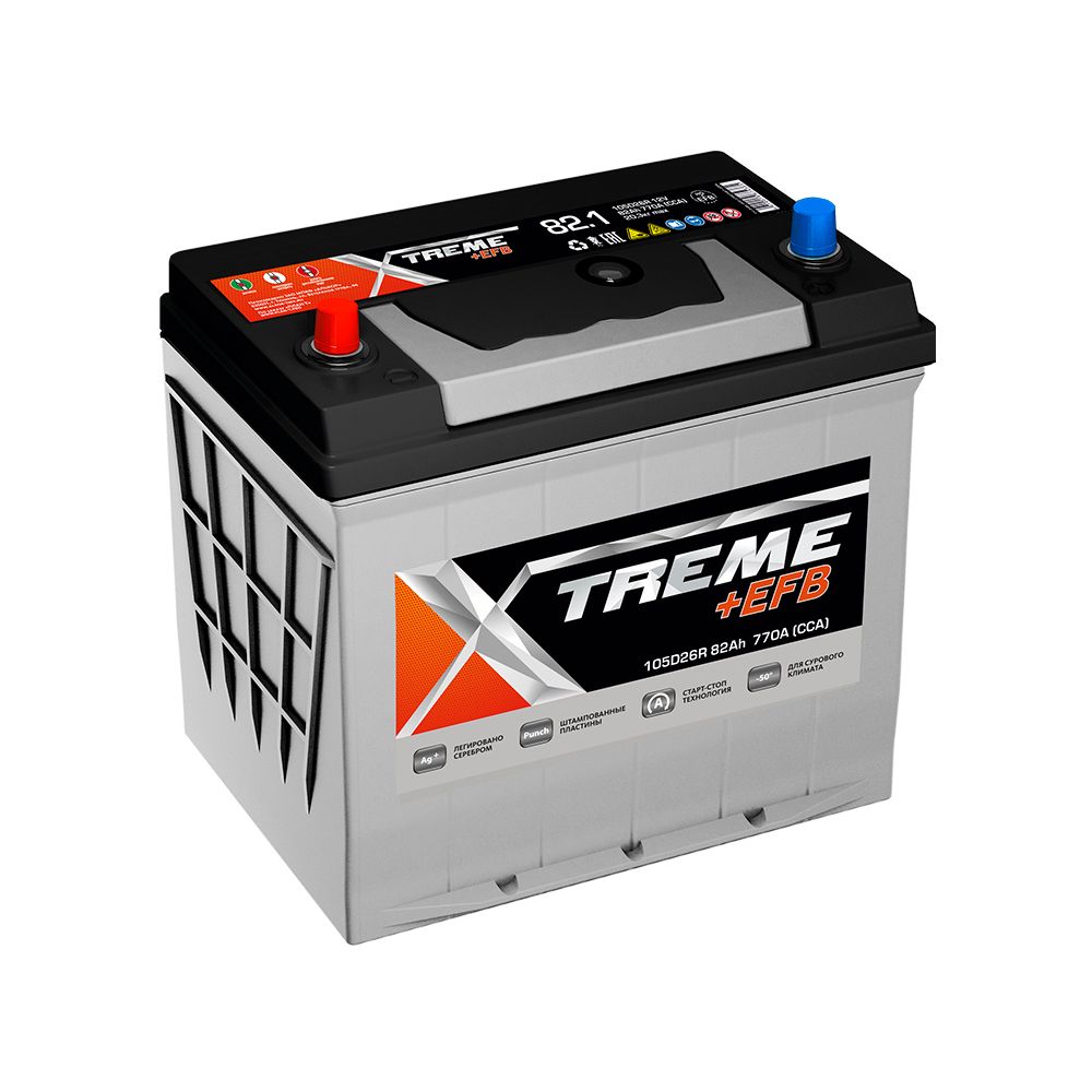 Аккумулятор автомобильный XTREME +EFB 105D26R 82Ah 770A ПП (260x173x225) D26R
