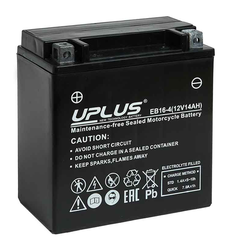 Аккумулятор мото UPLUS High Performance EB16-4 14 Ah 230 A ПП (YTX16-BS YB16B-A) (150x87x161)