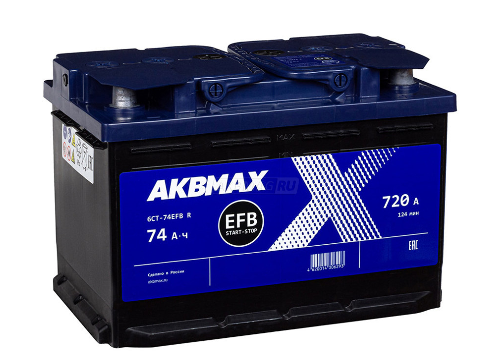 Аккумулятор автомобильный AKBMAX EFB 74RS ОП 720A (278x175x175) LB3 74 Ач