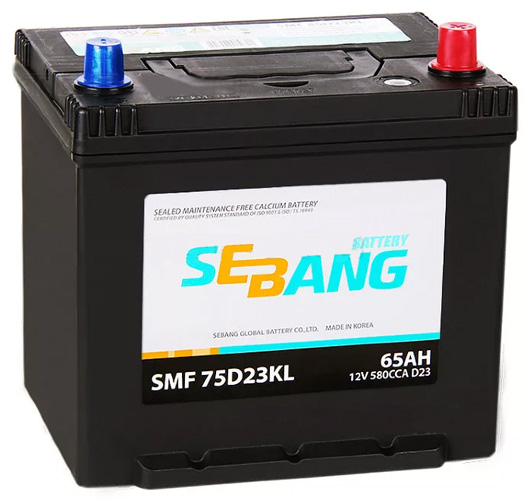 Аккумулятор автомобильный SEBANG SMF 75D23KL 6СТ-65 Ач обр.