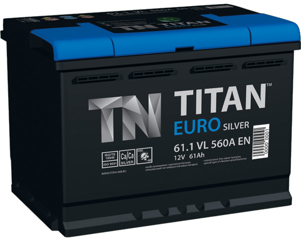 Аккумулятор автомобильный Titan Euro Silver 6СТ-61 Ач обр.