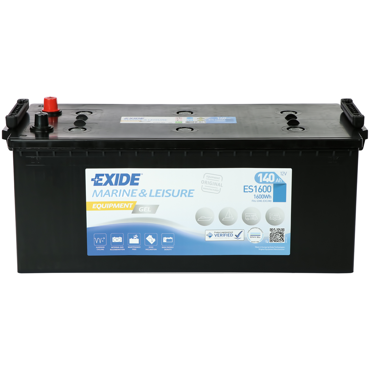 Аккумулятор лодочный EXIDE EQUIPMENT Gel ES 1600 140 Ач