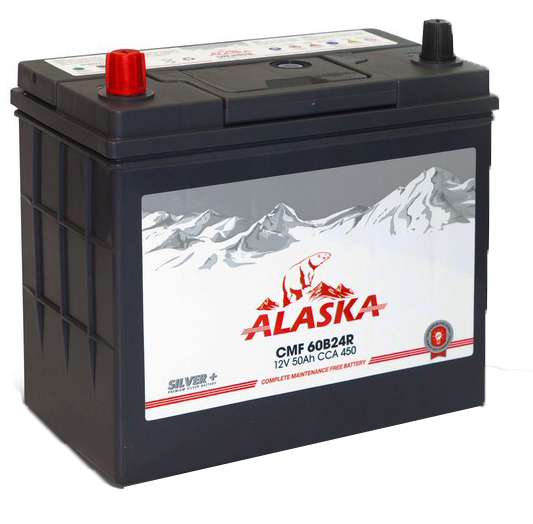 Аккумулятор автомобильный Alaska CMF 50R 60B24R silver+ 6СТ-50 прям.