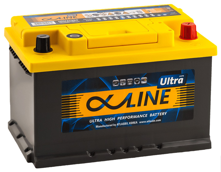 Аккумулятор автомобильный AlphaLINE Ultra UMF57400 6СТ-74 Ач обр. (низкий)