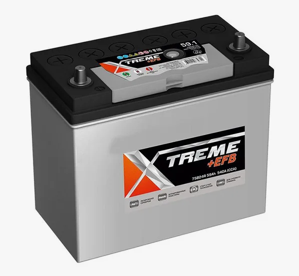 Автомобильный аккумулятор XTREME +EFB 75B24R 59Ah 540A ПП (238x129x227) B24R