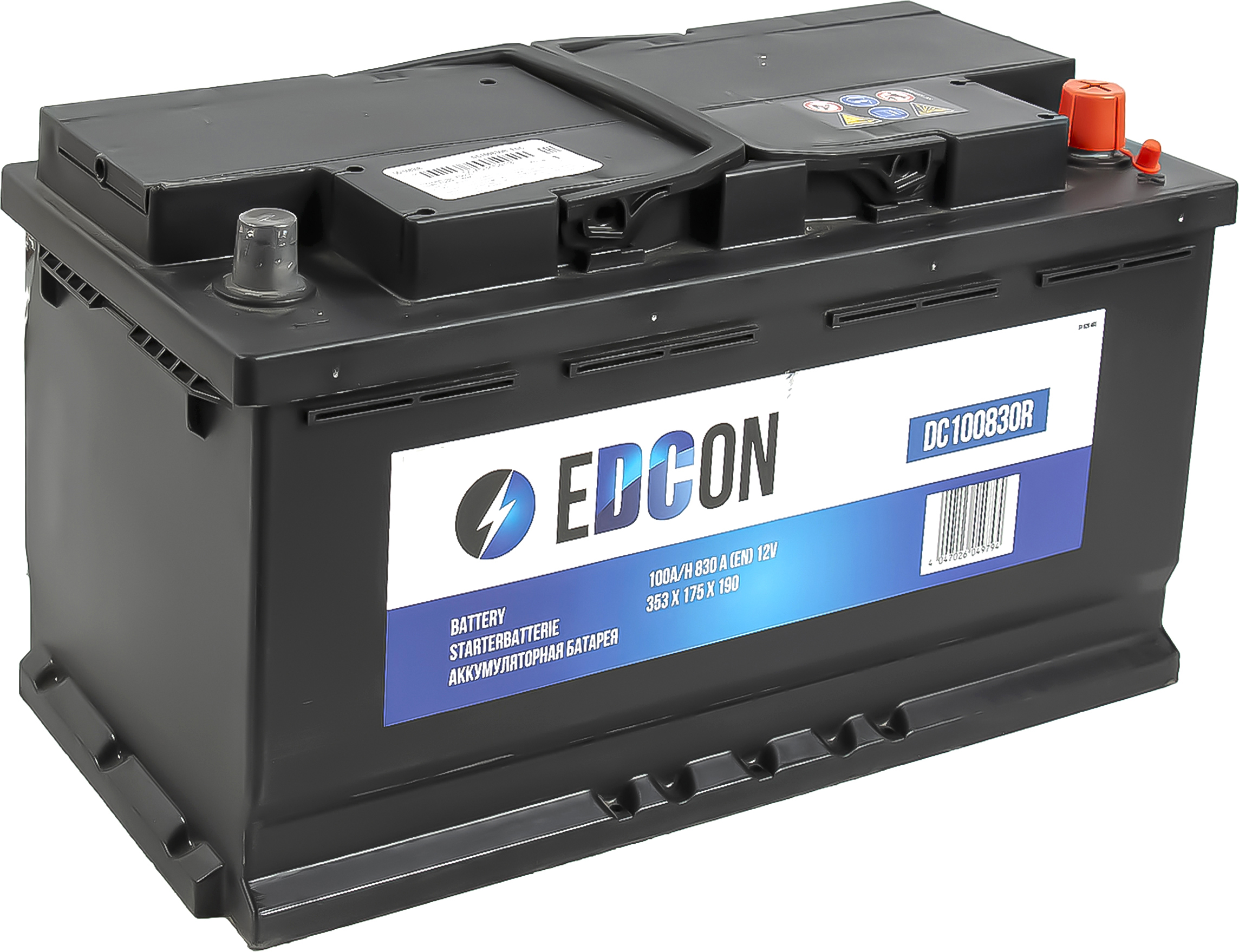 Аккумулятор автомобильный EDCON 100Ah 830A ОП (353x175x190) L5