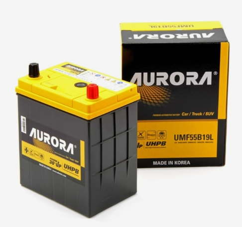 Аккумулятор автомобильный AURORA JIS ULTRA UMF-55B19L 45А/ч 400А ОП (187х127х220) B19L