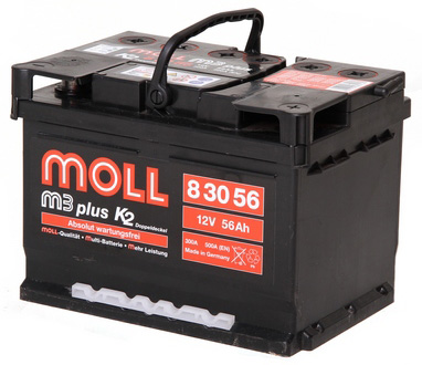 Аккумулятор автомобильный MOLL M3plus 6СТ-56 Ач обр. (низкий)