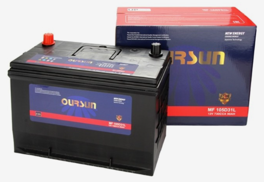 Аккумулятор автомобильный OURSUN JIS MF105D31L 90Ah 730А ОП (306х173х225) D31L
