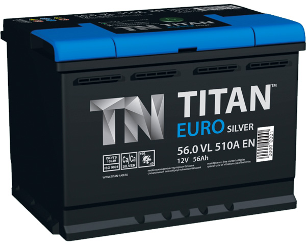 Аккумулятор автомобильный Titan Euro Silver 6СТ-56 Ач обр.