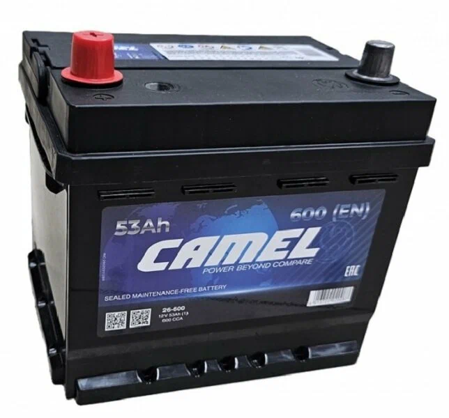 Аккумулятор автомобильный Camel 26-600 53Ah 600A ПП (207х175х200) D20R