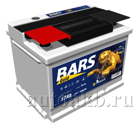 Аккумулятор автомобильный Bars Gold 6СТ-57 Ач прям.