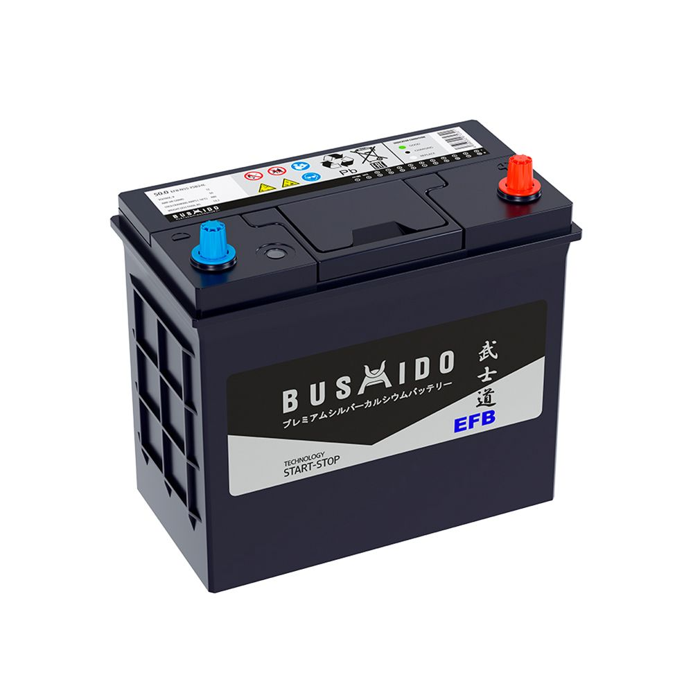 Аккумулятор автомобильный BUSHIDO EFB 50Ah 480A ОП (237x128x222) 75B24L