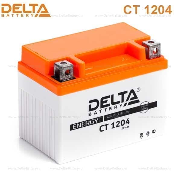 Аккумулятор Delta МОТО CT 1204 (YT4L-B, YB4L-B) 4 Ач