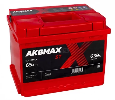 Аккумулятор автомобильный AKBMAX ST 65R ОП 630A 242x175x190 65 Ач