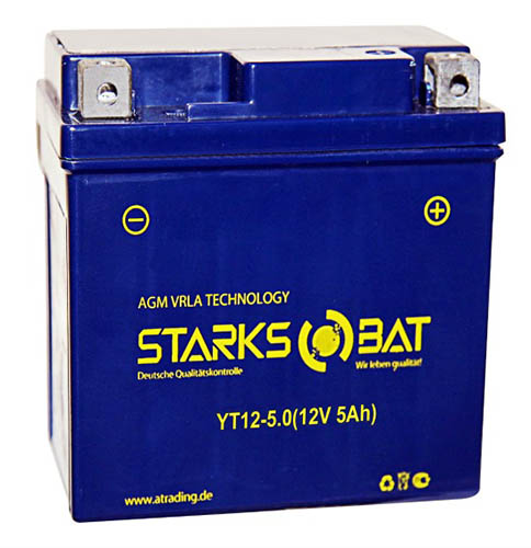 Аккумулятор мотоциклетный STARKSBAT YT12-5 (AGM) 5 Ач