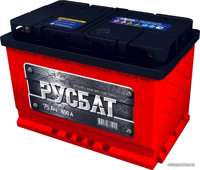 Аккумулятор автомобильный РУСБАТ 75L 650A ПП (278x175x190) L3 75 Ач