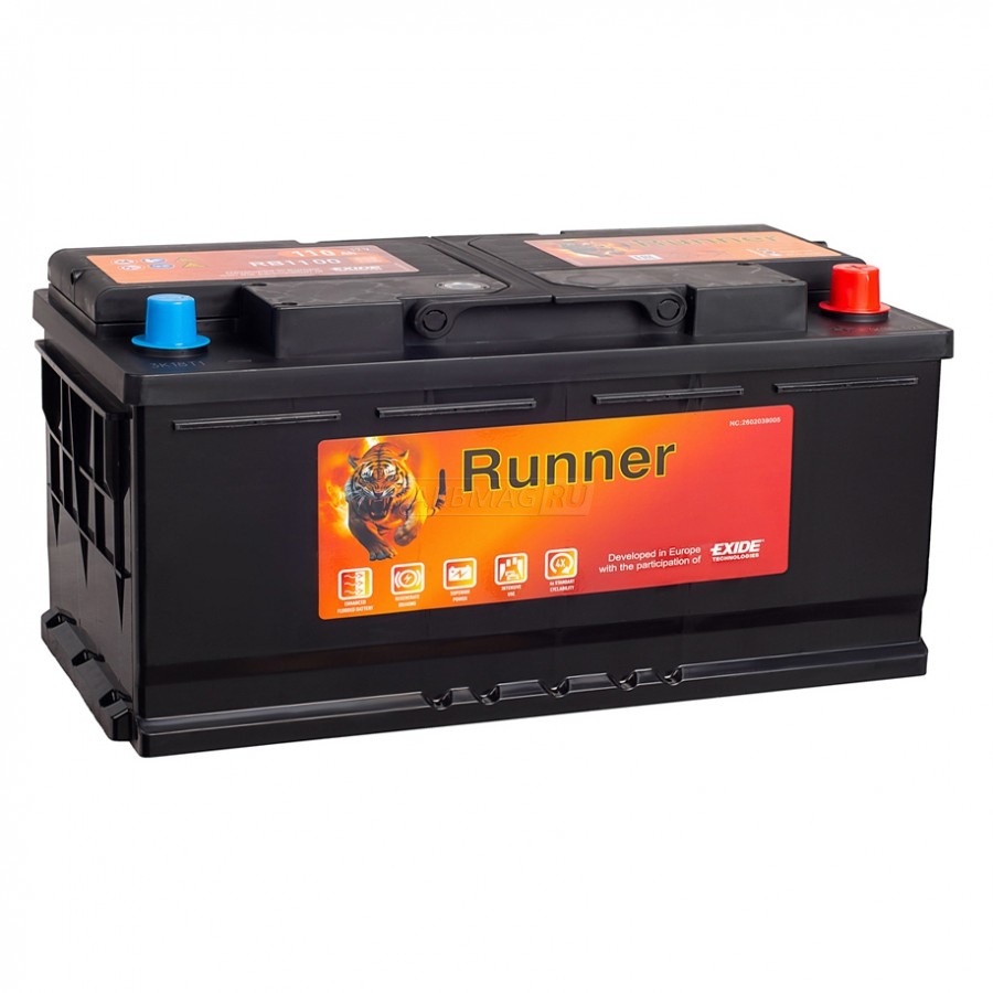 Аккумулятор автомобильный RUNNER 110R RB1100 ОП 1000A (393х175х190) 110 Ач