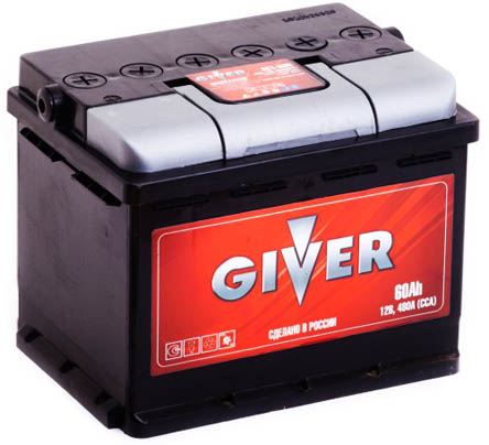 Аккумулятор автомобильный Giver 6СТ-60 Ач прям.