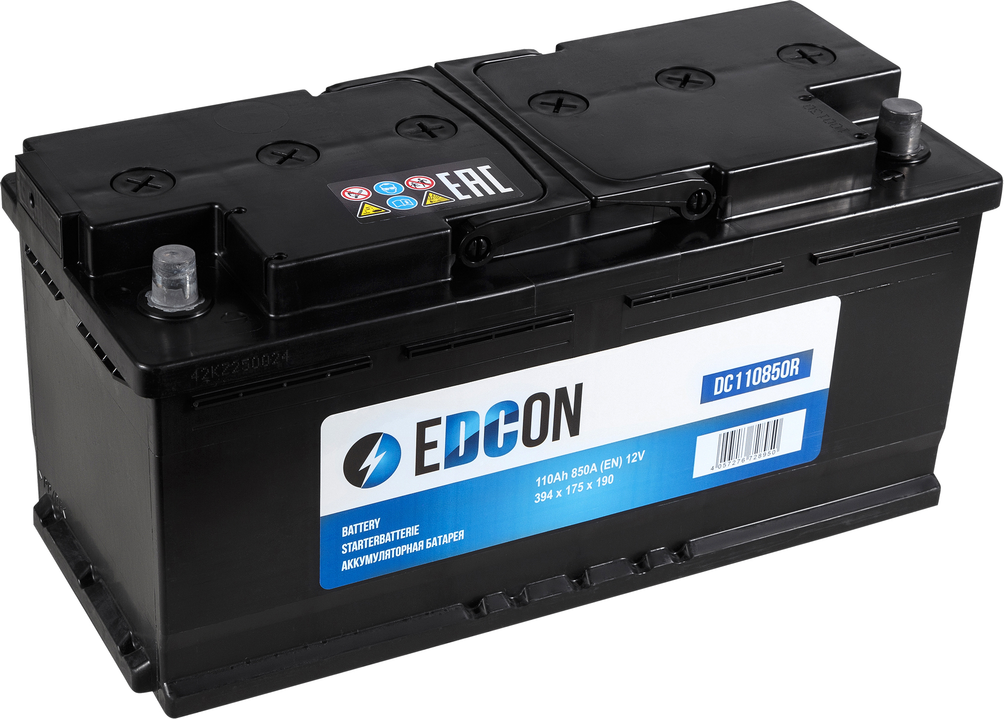 Аккумулятор автомобильный EDCON 110Ah 850A ОП (393x175x190) L6