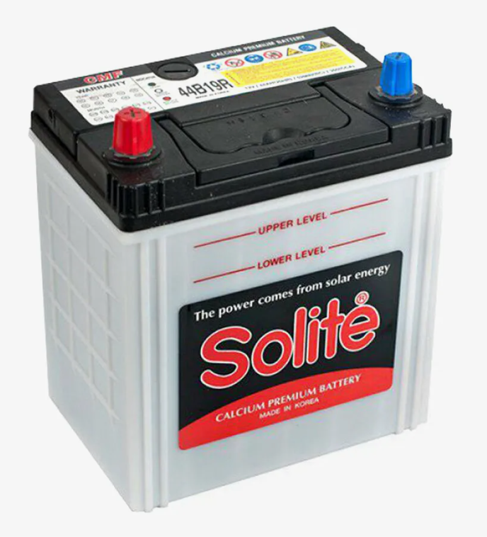 Аккумулятор автомобильный SOLITE 44B19R 6СТ-44 Ач прям.