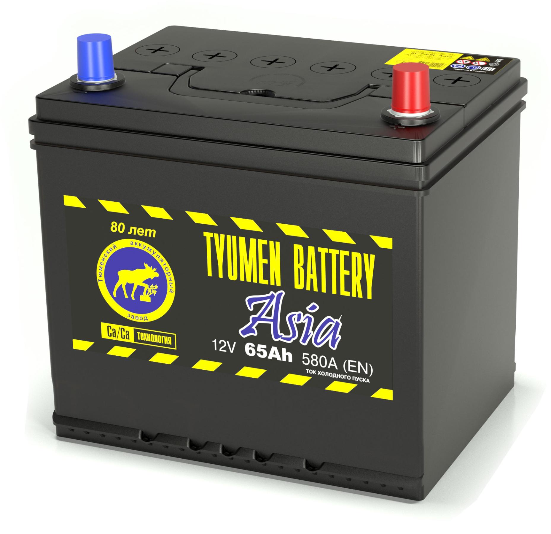 Аккумулятор автомобильный TYUMEN BATTERY Asia 6СТ-65 обр.