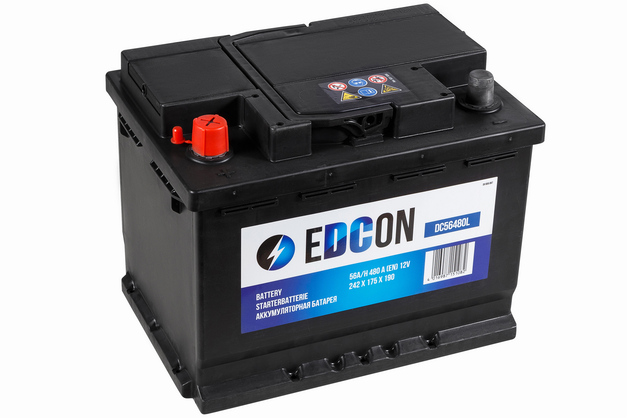 Аккумулятор автомобильный EDCON 56Ah 480A ПП (242х175х190) L2