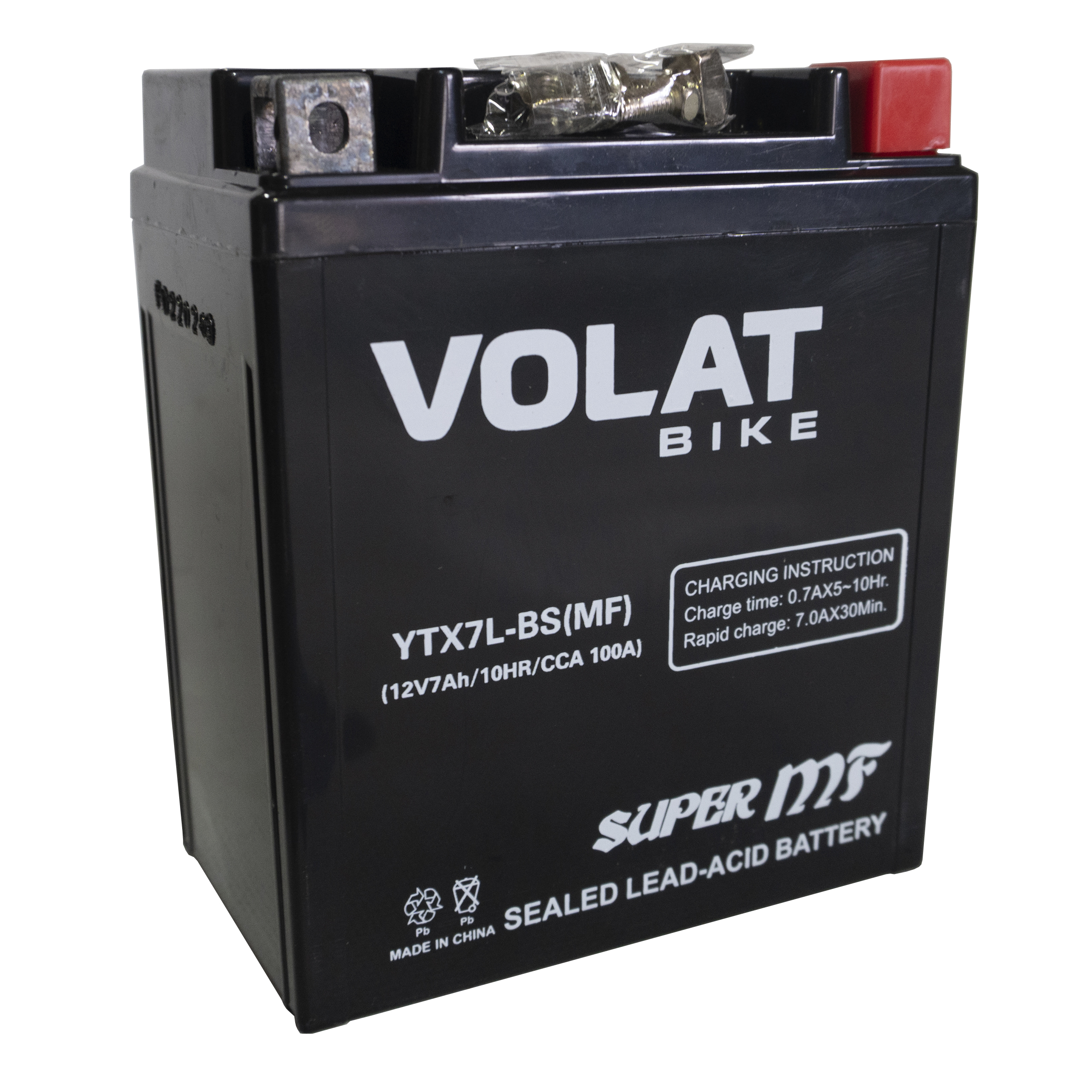 Аккумулятор мотоциклетный Volat 7Ah 100А YTX7L-BS ОП (MF) R+ (113x70x131)