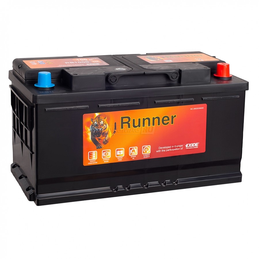 Аккумулятор автомобильный RUNNER 100R RB1000 800A 353х175х190 100 Ач