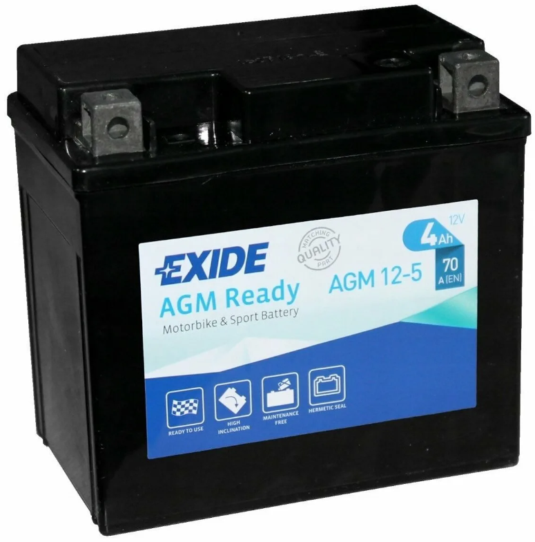 Аккумулятор мотоциклетный EXIDE AGM READY AGM12-5 4 Ач