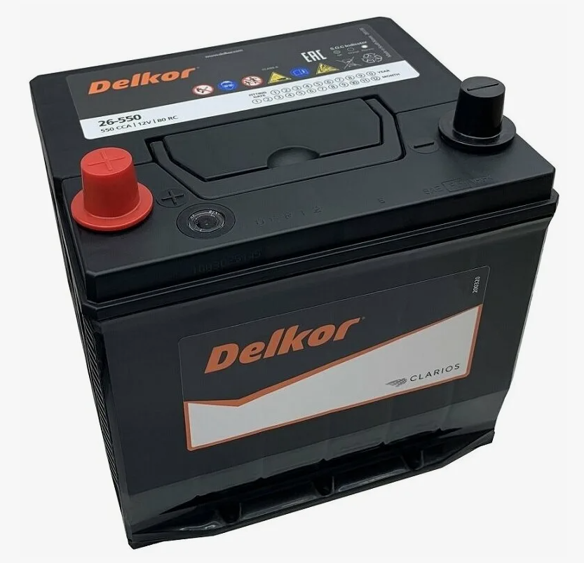 Автомобильный аккумулятор DELKOR 26-550 58.1 Аh 550 A ПП (207x175x205) D20R