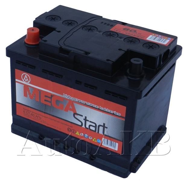 Аккумулятор автомобильный Megastart 6СТ-60 Ач прям.