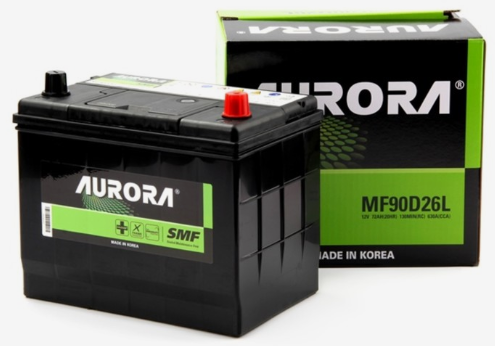 Аккумулятор автомобильный AURORA JIS MF-90D26L 72А/ч 630А ОП (257х172х220) D26L