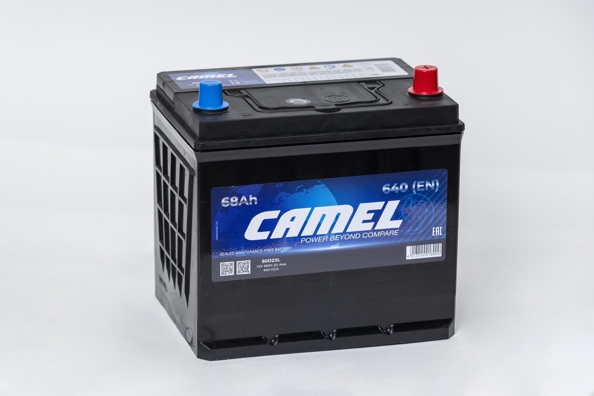 Аккумулятор автомобильный CAMEL Asia 68Ah 640A ОП (80D23L)