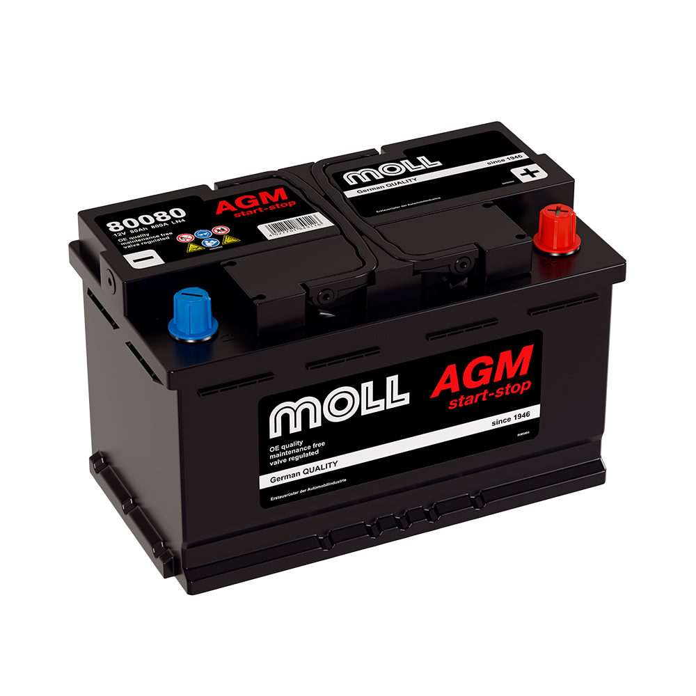 Аккумулятор автомобильный MOLL AGM 80.0 Ah 800 A ОП (315x175x190) (L4.0 80080)