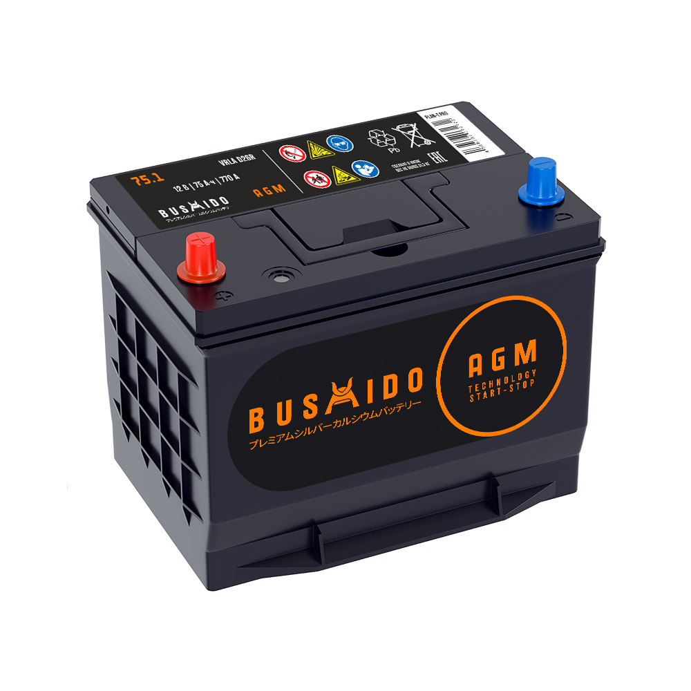 Аккумулятор автомобильный BUSHIDO AGM 75L ПП 710A (260х173х225) D26R