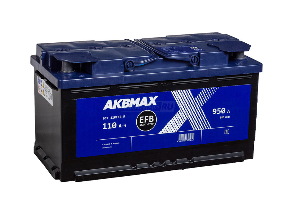 Аккумулятор автомобильный AKBMAX EFB 110R ОП 950A (353x175x190) L5