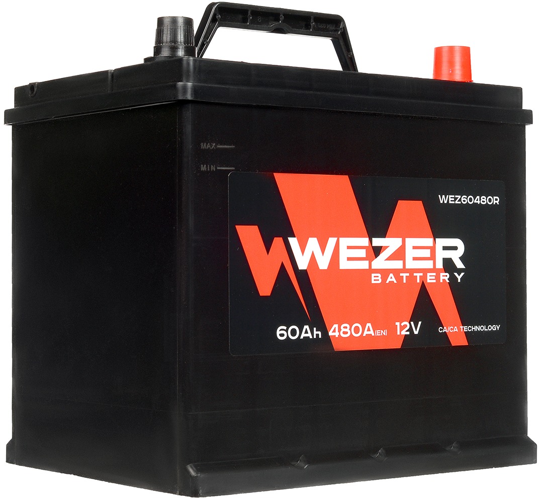 Аккумулятор автомобильный WEZER 60 Ah 480 A ОП (230X179X225) D23L